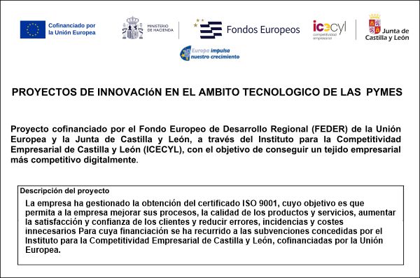 Proyecto cofinanciado por el Fondo Europeo de Desarrollo Regional y la Junta de Castilla y León